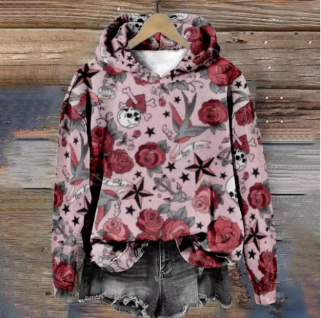 Anna | Rockabilly Tattoo Rose Hoodie
