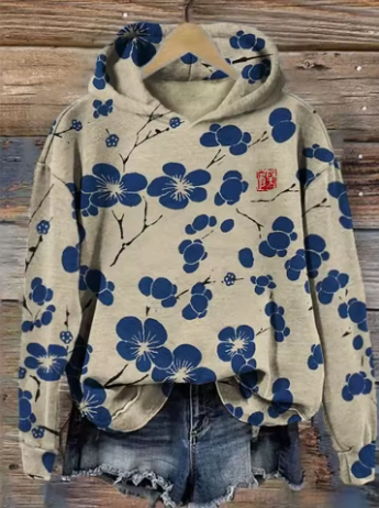 Olivia | Japanese Blossom Print Cozy Hoodie